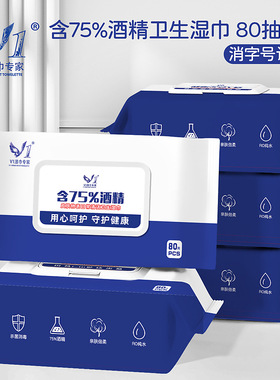 75度酒精湿巾80抽大包清洁湿纸巾一次性杀菌卫生湿巾纸工厂