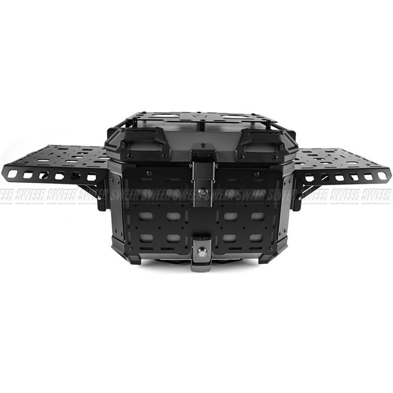 45L摩托车铝合金尾箱折叠护甲款新型铝合金快拆防W水防撞后备箱