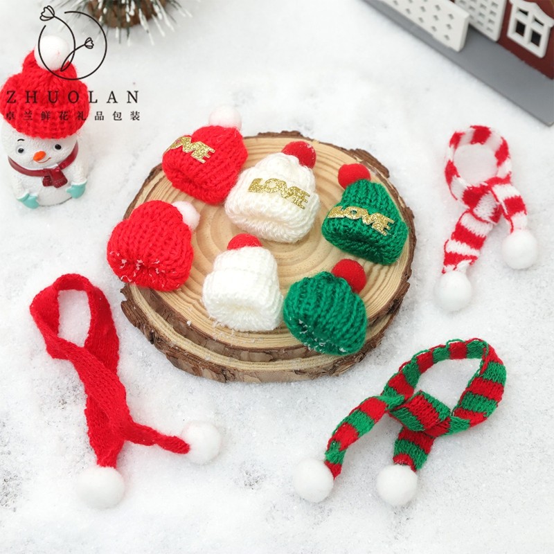 2025圣诞节新品乒乓菊雪人diy针织小帽子围巾花店花束包装材料,鲜花速递/花卉仿真/绿植园艺,花艺材料,淘宝优惠券,粉丝福利购,淘宝优惠卷