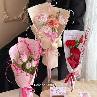 纸康乃馨郁金香牛皮包花纸手工材料 母亲节芭蕾风小花束鲜花包装