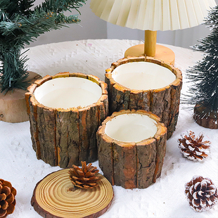 圣诞节树皮桶抱抱桶小圆桶草莓花束手工插花diy材料花艺树墩底座