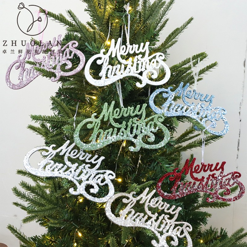 2025圣诞节新品金粉字牌装饰创意圣诞树配饰苹果花束手工diy材料