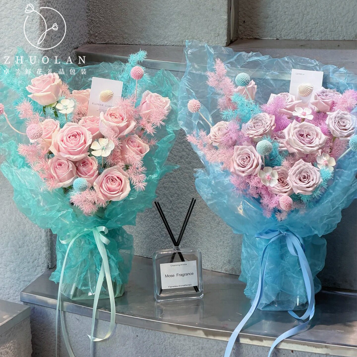 七夕新品 琉璃欧根纱花艺包花网纱鲜花包装diy材料花店花艺资材