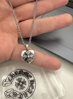 复古做旧爱心十字架项链朋克时尚锁骨链高级潮流男女情侣