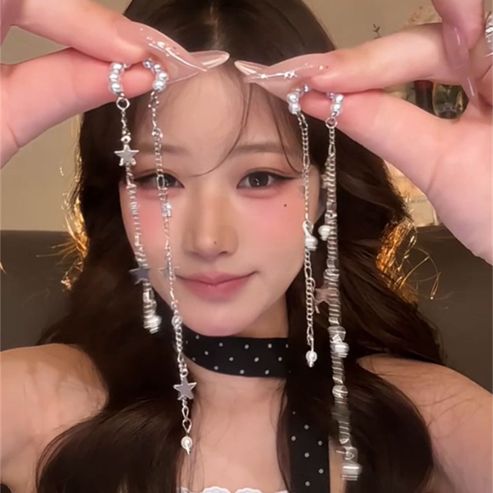 银色星星珍珠耳环无耳洞耳骨夹2026新款轻奢高级气质耳夹耳饰