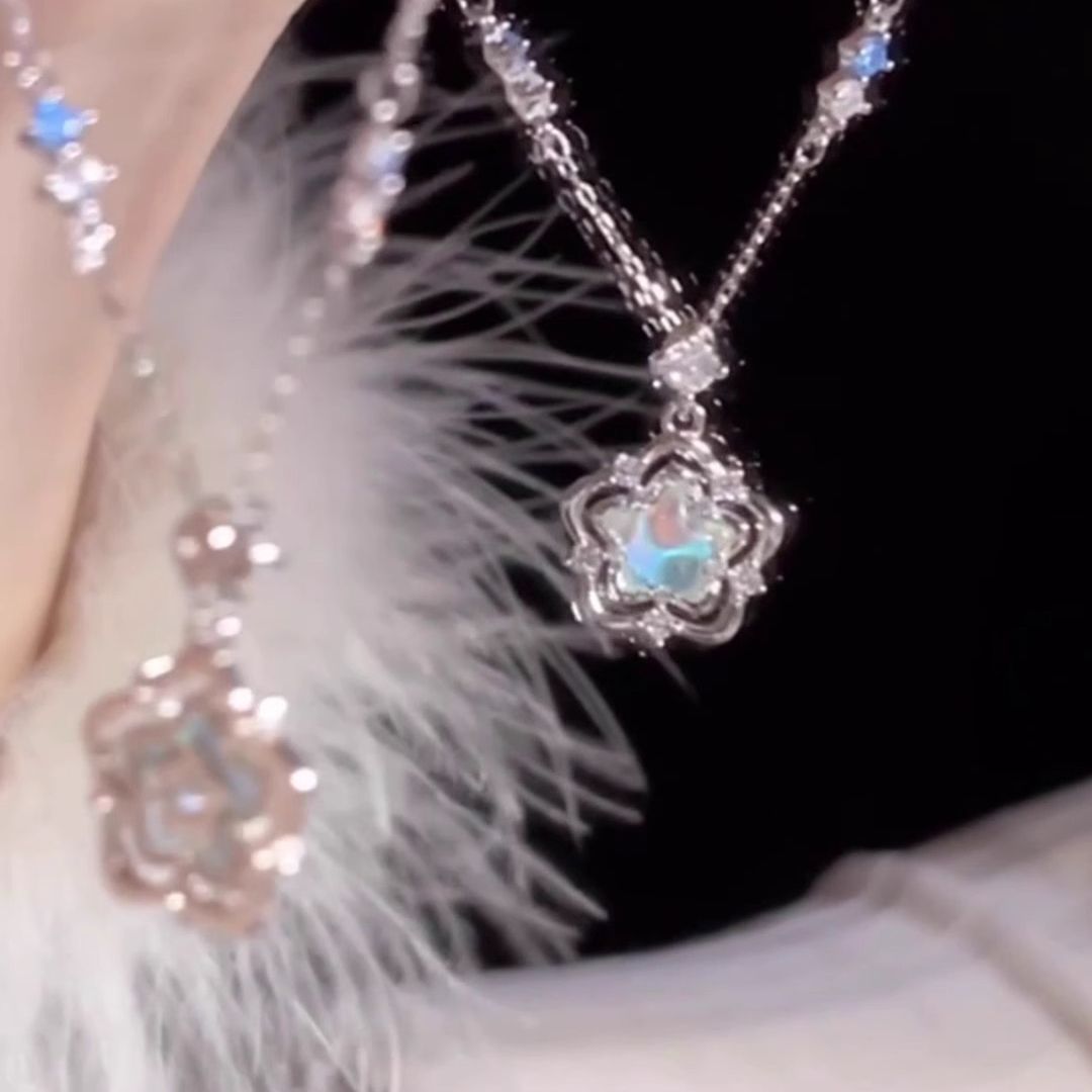 被问了无数遍!!设计师款海洋之心星星锆石项链精致小众独特颈链