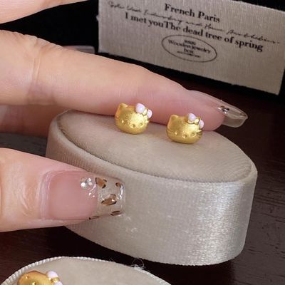 养耳洞简约小巧猫耳钉女