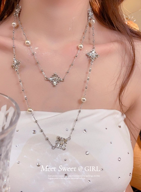 「遇见饰品MEET」银色双层项链长款毛衣链叠戴高级感设计配饰女