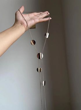 冷淡风金属圆片几何长款项链高级感轻奢小众个性ins辣妹锁骨链女