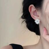 锆石太阳珍珠耳饰新款 轻奢耳夹高级耳钉耳环 气质精致爆款