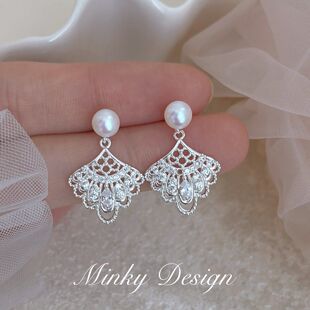 「耳畔精灵」原创设计精致珍珠耳钉蚊香盘耳夹无耳洞耳环耳饰女