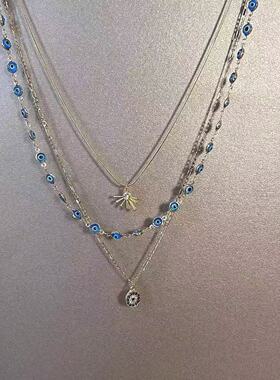 个性独特设计暗黑风恶魔之眼圆形吊坠项链女气质高级感锁骨链配饰