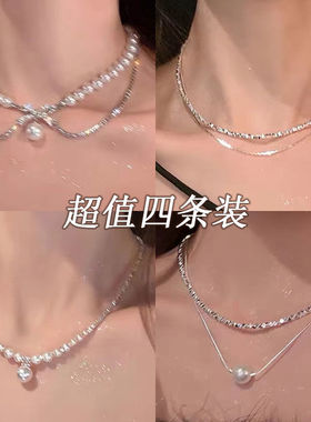 浪漫出逃~双层蝴蝶结珠珠项链女款轻奢小众优雅贵气锁骨链颈链潮