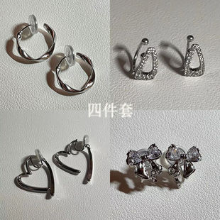 复古港风耳夹无耳洞女新款圆圈耳饰气质高级感法式蚊香盘耳钉