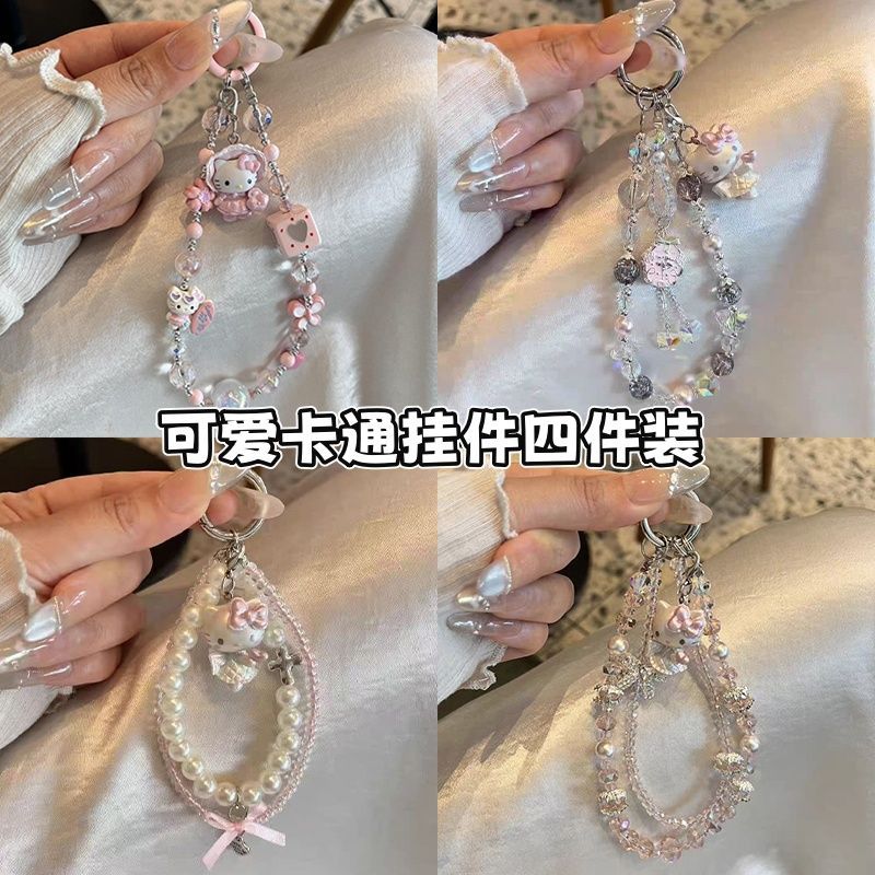 ins风少女粉冲浪板kitty猫手机壳挂件ccd相机咕本卡册挂饰diy串珠