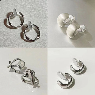 复古港风耳夹无耳洞女新款圆圈耳饰气质高级感法式蚊香盘耳环