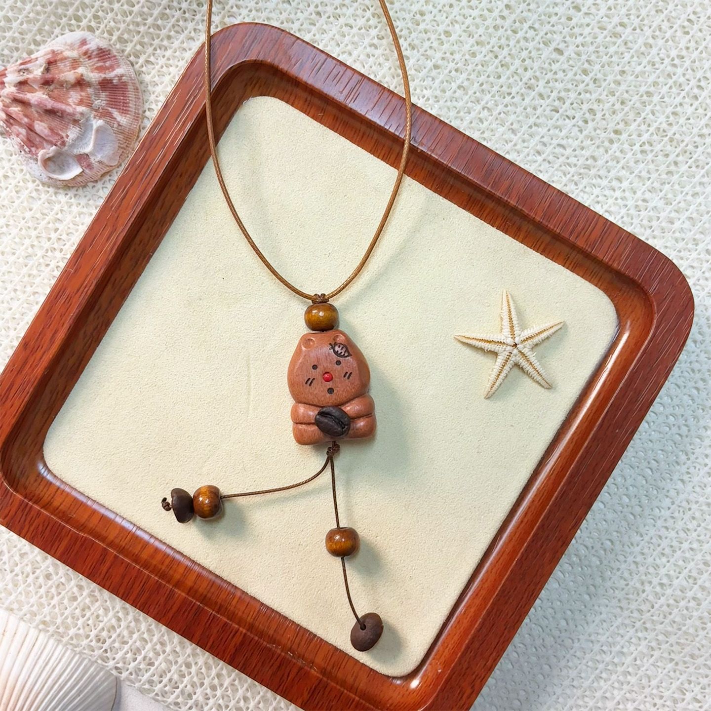 治愈兔子木质项链吊坠链长小熊兔简约可爱长款新款女毛衣闺蜜礼物