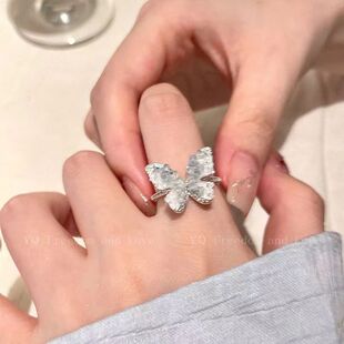 让蝴蝶停在手上~蝴蝶开口戒指女款夏季高级感个性指环食指戒