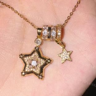 幸运之神·luck star~美式辣妹闪钻五角星项链百搭锁骨链