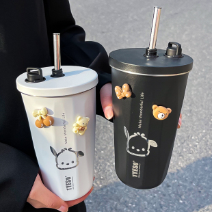 冰霸杯大容量咖啡保温杯女生304不锈钢吸管水杯保冷杯高颜值杯子