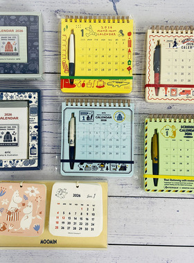 日本 eric 2026年ob1toy 可爱文具一日一页日历姆明桌面台历挂历