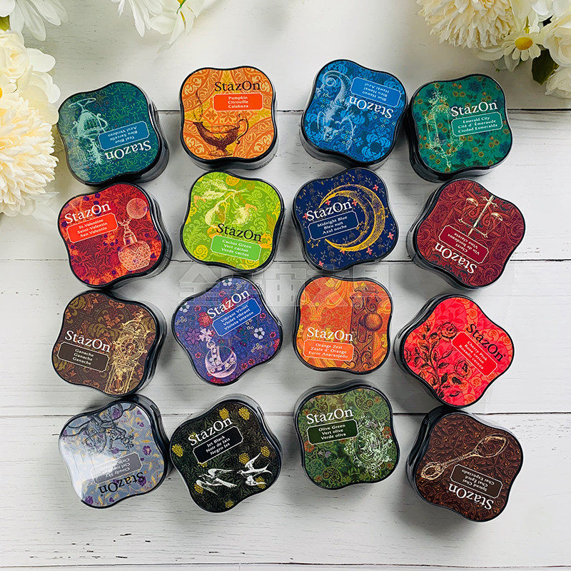 全宇宙文具 月猫印台stazon月亮猫手帐复古彩色速干油性印章印油