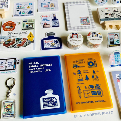 【10%off】日本PapierPlatz&Eric联名A7迷你笔记本便签本金箔胶带