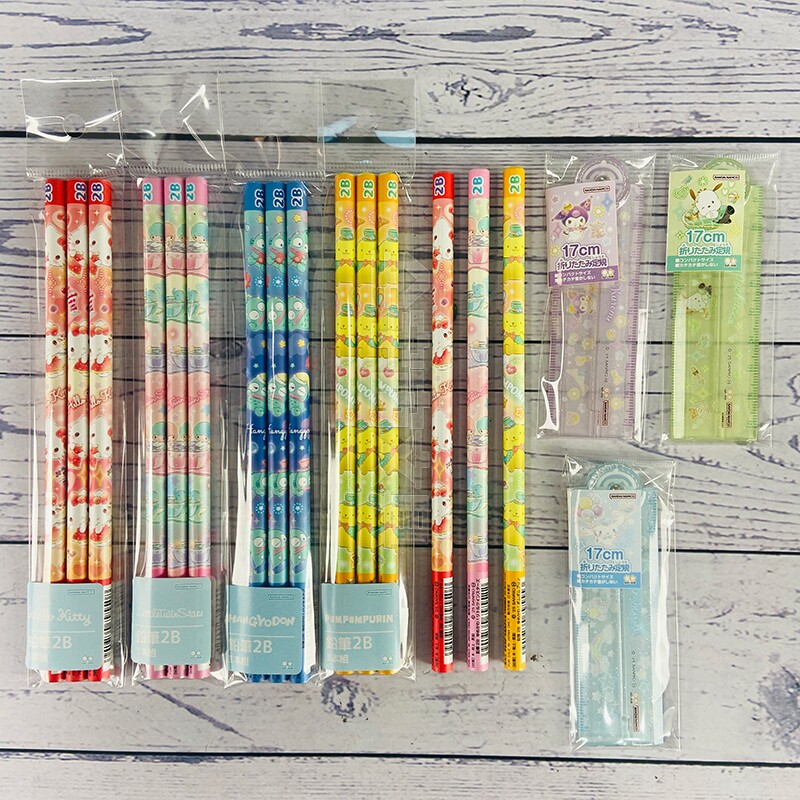 日本sunstar三丽鸥像梦一样可爱系列铅笔组合装折叠尺子文具