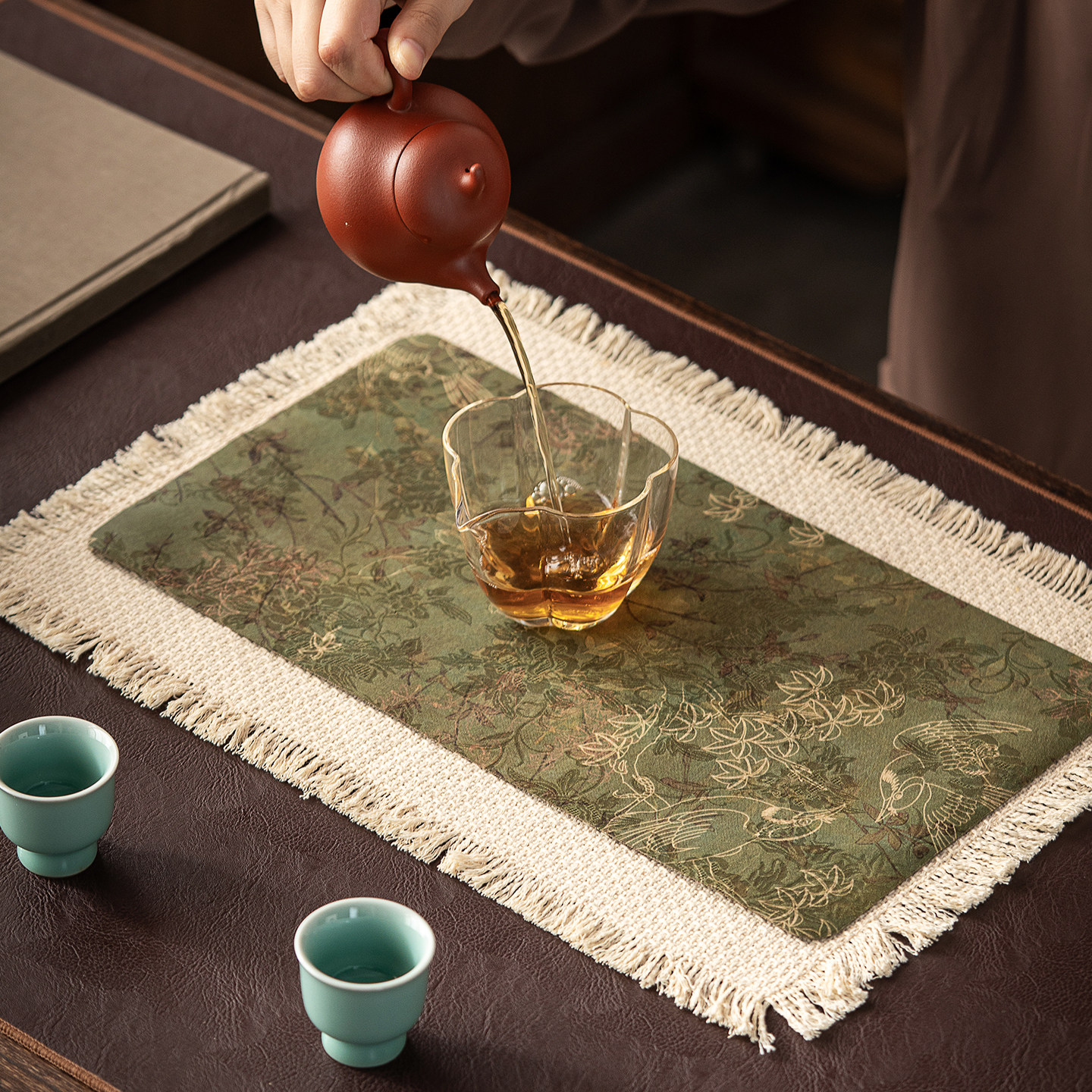 2026新款茶席主人位茶艺干泡垫禅意一人茶旗新中式宋代美学桌布