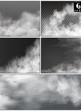 雾或烟隔离透明特效白色黄色烟雾背景矢量图片设计素材