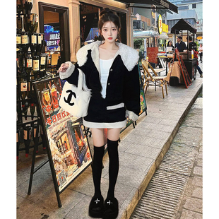 洋气加厚大翻领外套 新款 韩版 显瘦半身裙气质千金风 冬日街头