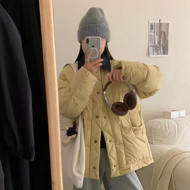 韩版百搭轻薄翻领羽绒服女短款宽松设计感时尚减龄学生白鸭绒外套