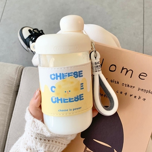 原创芝士大容量玻璃吸管杯产妇点心杯女生可侧躺喝水糖耐大人杯子