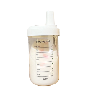 饮水计划高颜值奶茶吸管玻璃杯耐热带刻度大容量冷饮女生果茶水杯