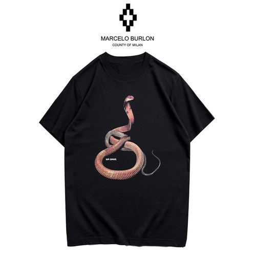 正品Marcelo Burlon 马塞洛布隆mb毒蛇短袖T恤宽松纯棉男女同款潮