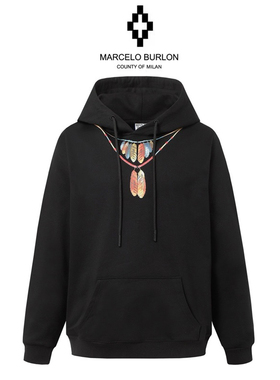 正品Marcelo Burlon马塞洛布隆mb翅膀男女款连帽卫衣潮牌帽衫外套