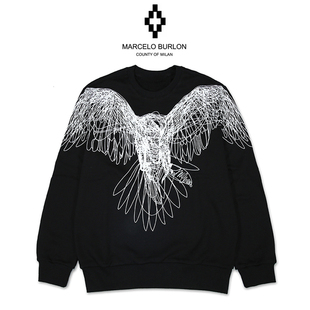 马塞洛布隆mb翅膀卫衣素描鹰印花秋冬男女款 Burlon Marcelo 正品