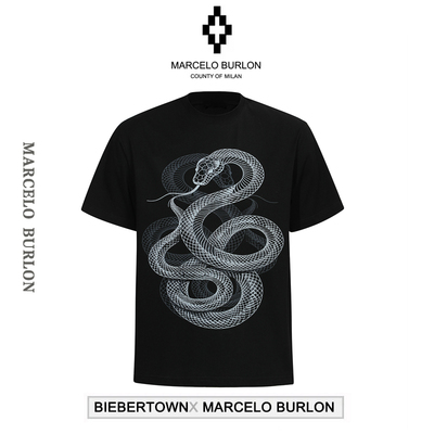 正品Marcelo Burlon马塞洛布隆MB翅膀蛇印花短袖T恤男女款半袖潮