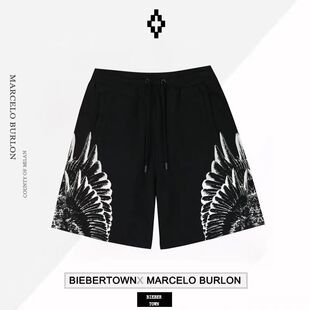 正品Marcelo Burlon马塞洛布隆MB翅膀短裤男女款休闲运动裤夏季潮