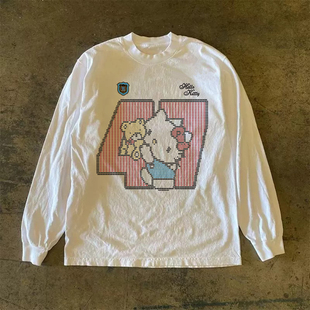 情侣装 300克重磅 爆款 t恤美式 上衣 印花小众休闲百搭洋气圆领长袖