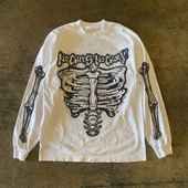 中性风简约长袖 300克重磅 打底衫 T恤hiphop百搭圆领印花港风上衣