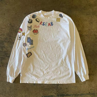 300克重磅!嘻哈长袖hiphop印花小众T恤宽松夏季韩版新款百搭上衣