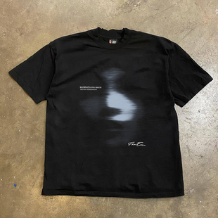 100%纯棉300克美式高街印花短袖T恤夏季休闲百搭潮流长袖正肩上衣