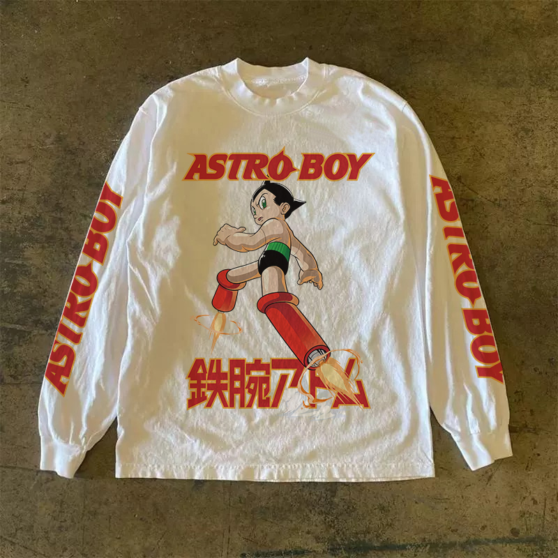 300克重磅！hiphop港风美式上衣国潮印花长袖显瘦宽松圆领情侣t恤