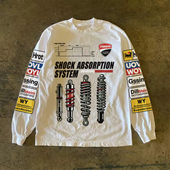 新款 300克重磅 t恤韩版 长袖 慵懒风小众显瘦印花上衣oversize 美式