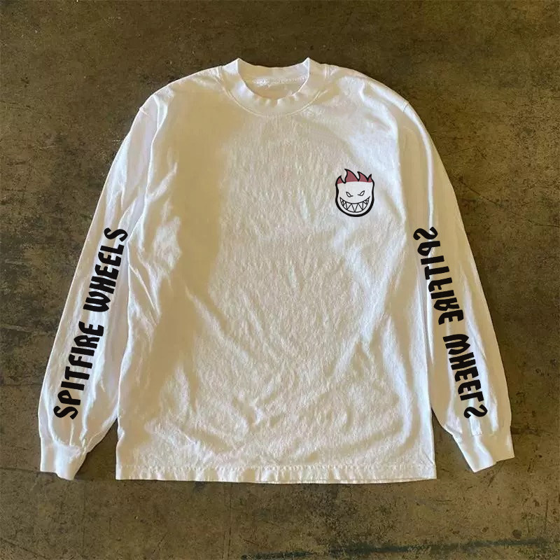 300克重磅！火娃微笑高街男女款长袖潮牌t恤秋百搭宽松个性打底衫