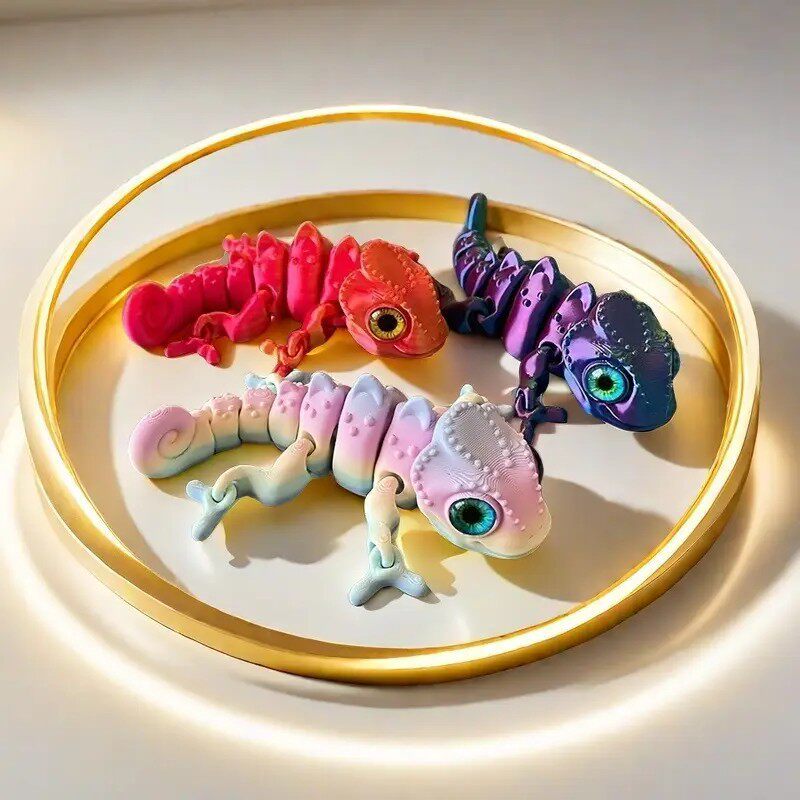 爆款3d打印变色龙仿真眼球摆件饰品模型创意手办礼物关节可动