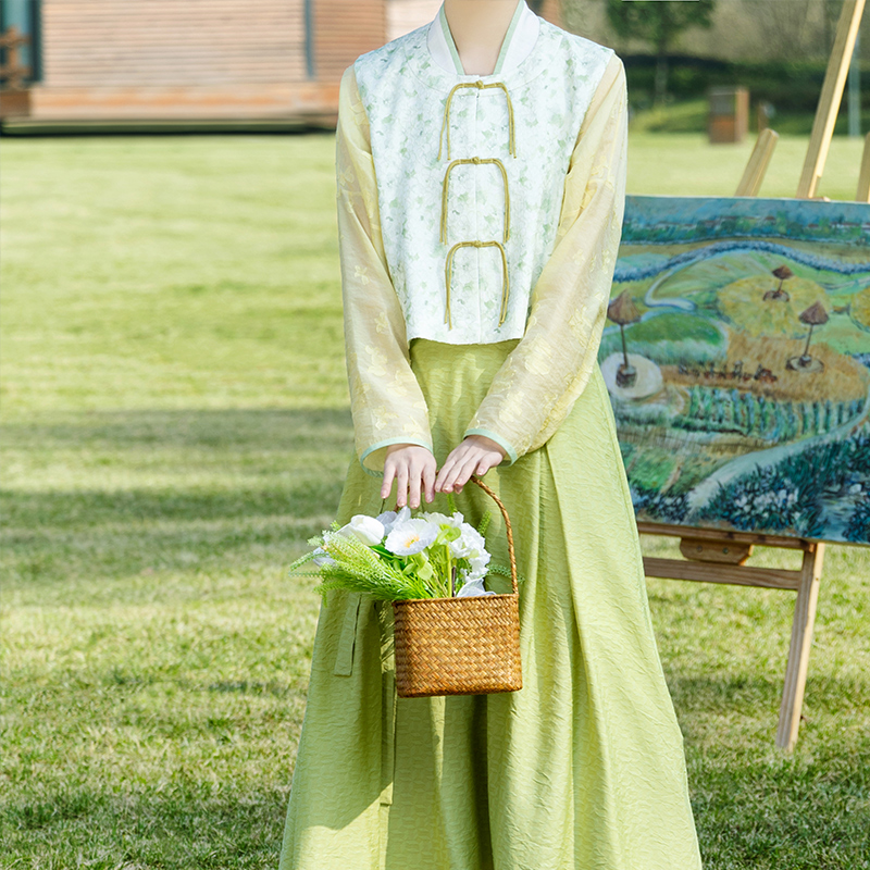 裳宫语春日宴汉元素新中式国风比甲短衫半裙日常春夏*售完不补