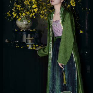 裳宫语青鸢宋制汉服女天丝刺绣对襟长衫百迭裙改良吊带*售完不补