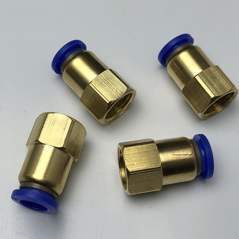 气动元件铜快d插接头PCF内螺纹直通PCF4-M5/6-01/8-02/10-03/12-0